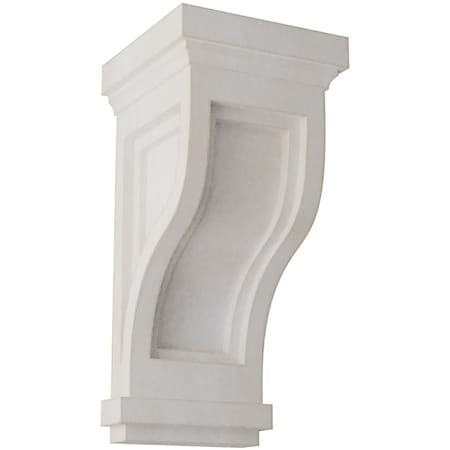 Ekena Millwork 4 3/4"W x 5"D x 10"H Traditional Recessed Wood Vintage Decor Corbel, Chalk Dust White CORWD04X05X10TRWH